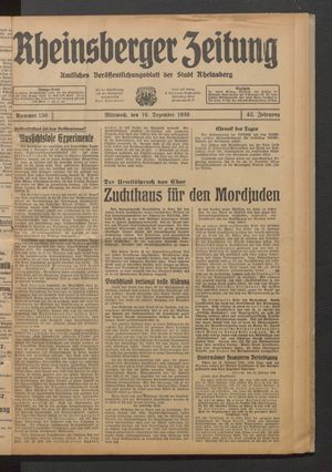 Rheinsberger Zeitung vom 16.12.1936
