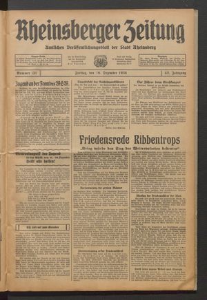 Rheinsberger Zeitung on Dec 18, 1936