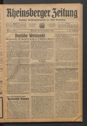 Rheinsberger Zeitung vom 23.12.1936