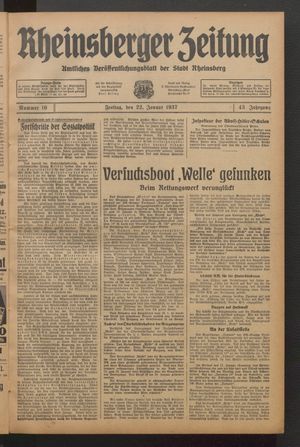 Rheinsberger Zeitung vom 22.01.1937