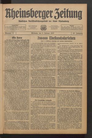 Rheinsberger Zeitung vom 03.02.1937