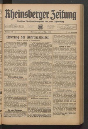 Rheinsberger Zeitung on Mar 24, 1937