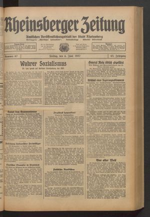 Rheinsberger Zeitung vom 04.06.1937