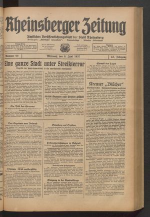 Rheinsberger Zeitung vom 09.06.1937