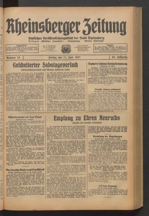 Rheinsberger Zeitung on Jun 11, 1937
