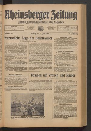 Rheinsberger Zeitung vom 05.07.1937