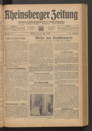 Rheinsberger Zeitung vom 19.07.1937