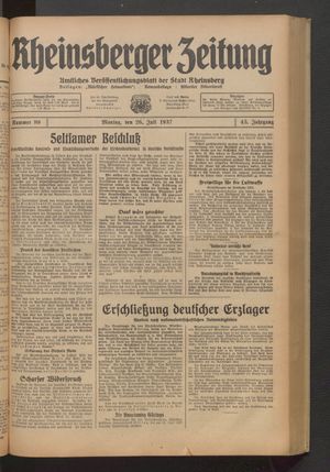 Rheinsberger Zeitung vom 26.07.1937