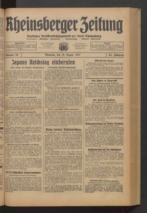 Rheinsberger Zeitung vom 18.08.1937