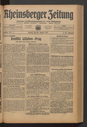 Rheinsberger Zeitung vom 20.08.1937