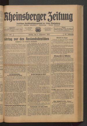 Rheinsberger Zeitung vom 03.09.1937