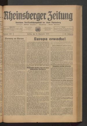 Rheinsberger Zeitung vom 10.09.1937