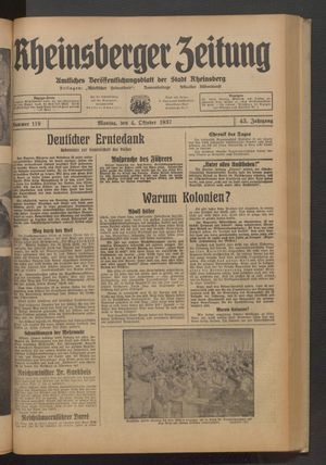 Rheinsberger Zeitung vom 04.10.1937