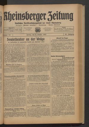 Rheinsberger Zeitung vom 08.10.1937