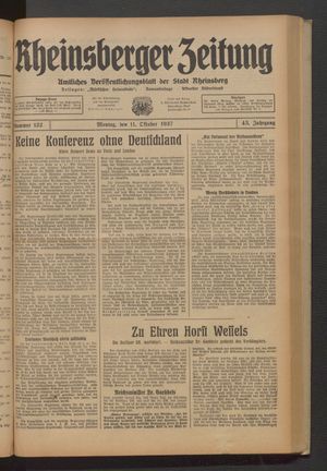 Rheinsberger Zeitung vom 11.10.1937