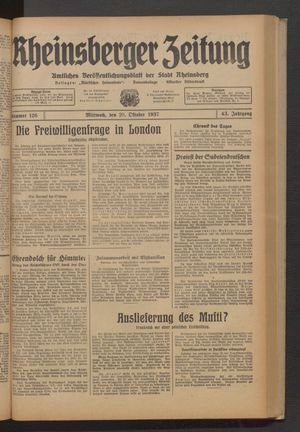 Rheinsberger Zeitung vom 20.10.1937