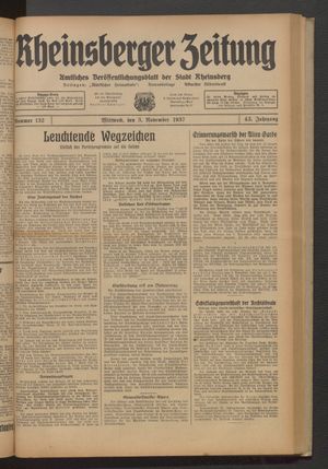 Rheinsberger Zeitung vom 03.11.1937