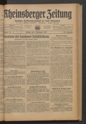Rheinsberger Zeitung vom 05.11.1937