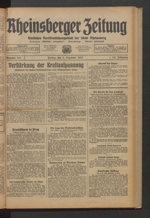 Rheinsberger Zeitung vom 03.12.1937