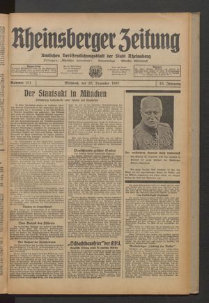 Rheinsberger Zeitung vom 22.12.1937