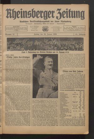 Rheinsberger Zeitung vom 28.01.1938