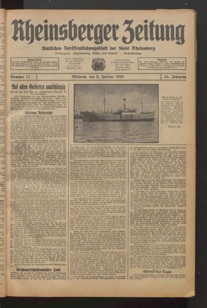 Rheinsberger Zeitung vom 09.02.1938