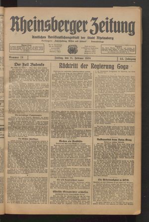 Rheinsberger Zeitung on Feb 11, 1938