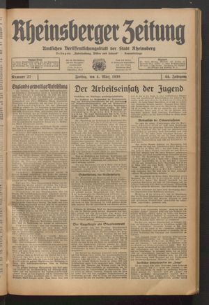 Rheinsberger Zeitung vom 04.03.1938