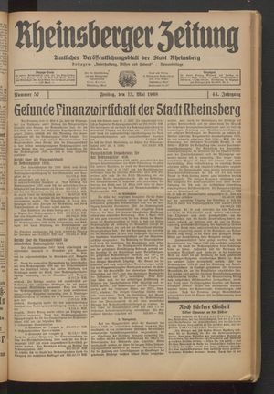 Rheinsberger Zeitung vom 13.05.1938