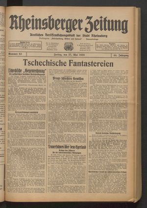 Rheinsberger Zeitung on May 27, 1938