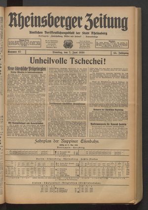 Rheinsberger Zeitung on Jun 7, 1938