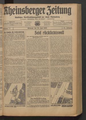 Rheinsberger Zeitung vom 29.06.1938