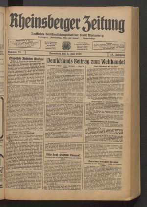 Rheinsberger Zeitung vom 02.07.1938