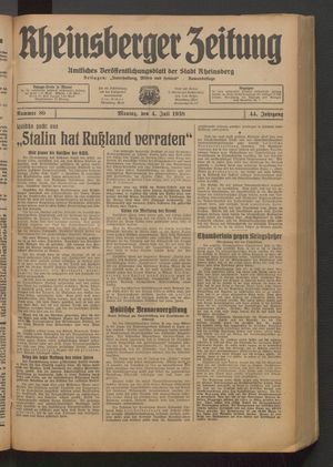 Rheinsberger Zeitung vom 04.07.1938