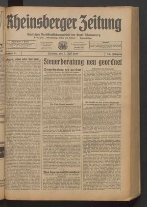 Rheinsberger Zeitung vom 05.07.1938