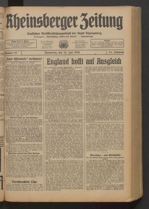 Rheinsberger Zeitung vom 14.07.1938
