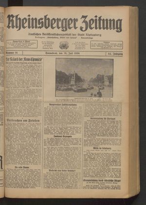 Rheinsberger Zeitung vom 16.07.1938