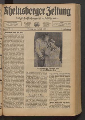 Rheinsberger Zeitung vom 19.07.1938