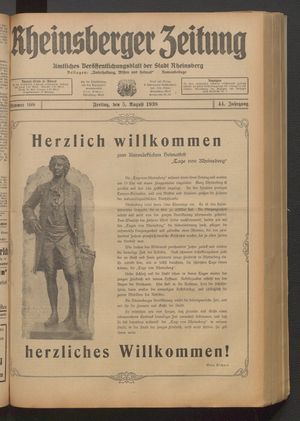 Rheinsberger Zeitung vom 05.08.1938