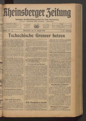 Rheinsberger Zeitung vom 13.08.1938