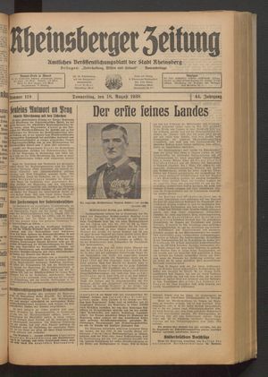 Rheinsberger Zeitung vom 18.08.1938