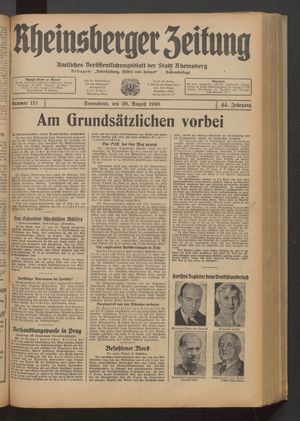 Rheinsberger Zeitung vom 20.08.1938