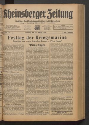 Rheinsberger Zeitung vom 23.08.1938