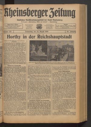 Rheinsberger Zeitung vom 25.08.1938