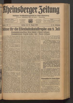 Rheinsberger Zeitung vom 26.08.1938