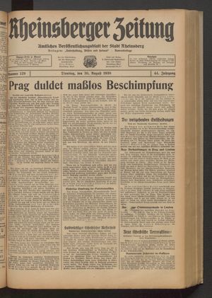 Rheinsberger Zeitung vom 30.08.1938