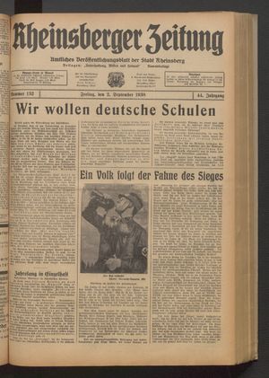 Rheinsberger Zeitung vom 02.09.1938