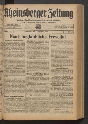 Rheinsberger Zeitung vom 03.09.1938