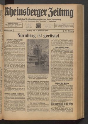 Rheinsberger Zeitung vom 05.09.1938