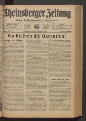 Rheinsberger Zeitung vom 10.09.1938